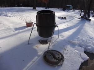 Rotating compost bin (both ends open)